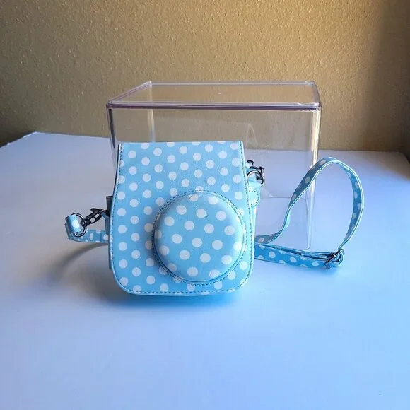 fujifilm instax mini 8 camera sling backpack FUJIFILM Instax Mini 8 8+ Mini 9 Polka Dot Pattern PU Leather Camera Case  Bag